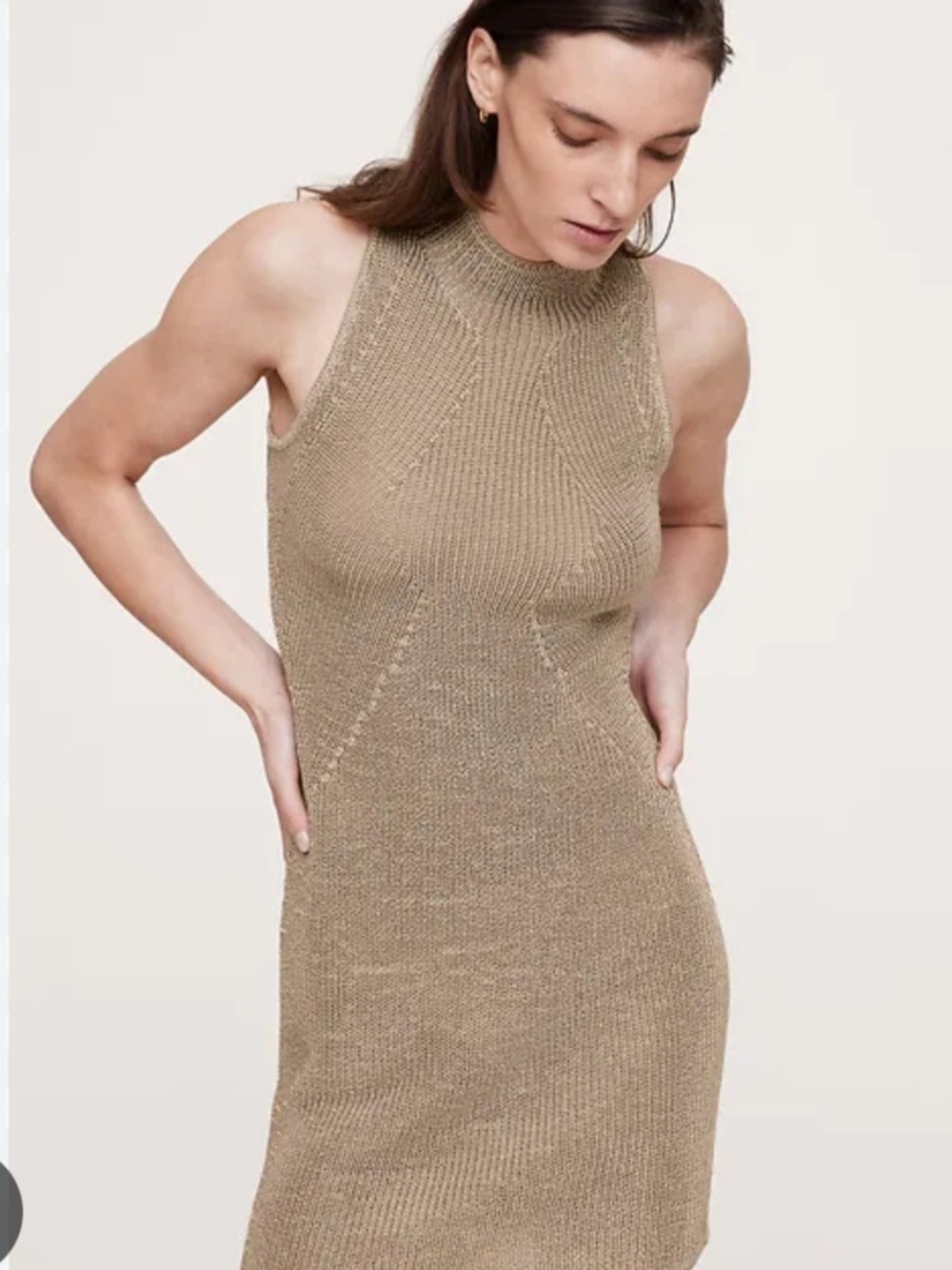 Banana Republic Sleeveless Knit Midi Dress in Taupe